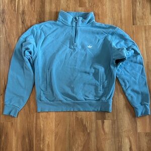 adidas Men's Shmoofoil heavyweight light blue quarter zip hoodie